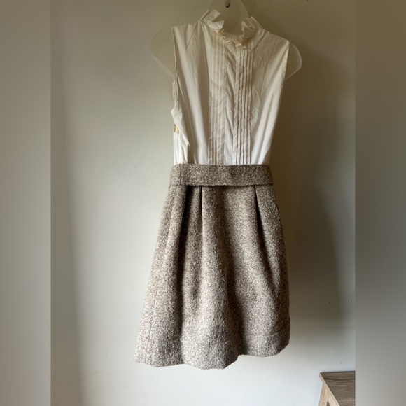 Juicy Couture Tweed Belted Dress Size 4 Beige White Wool Blend Virgin Wool - Picture 3 of 8